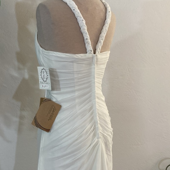 Crepe Chiffon Beach Wedding Rehearsal Prom Formal Dress Gown Ruched  Plunge  12 - Picture 2 of 10